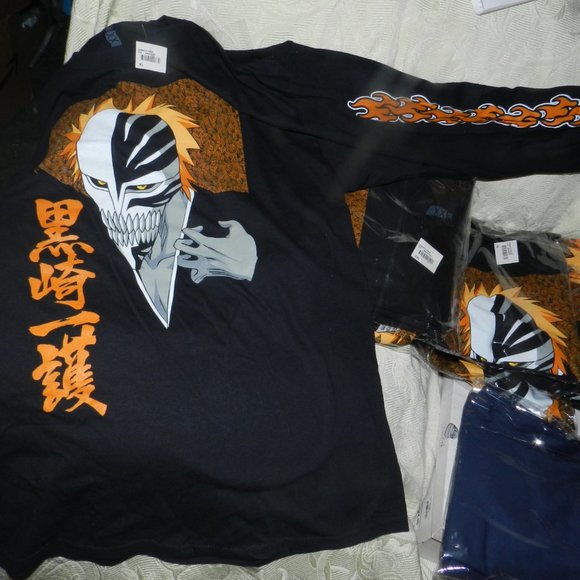 NEW Bleach Ichigo Orange Flame 20th Anniversary Adult Long Sleeve T-Shirt NWT - Picture 4 of 16